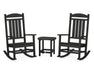 Polywood Polywood Presidential Rocker 3-Piece Set Black Rocking Chair PWS166-1-BL 845748070720