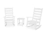 Polywood Polywood Shaker 3-Piece Porch Rocking Chair Set White Rocking Chair PWS474-1-WH 190609114229