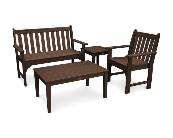 Polywood Polywood Vineyard 4-Piece Bench Seating Set Mahogany Seating Sets PWS356-1-MA 190609058837
