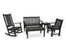 Polywood Polywood Vineyard 5-Piece Bench & Rocking Chair Set Black Rocking Chair PWS357-1-BL 190609058875