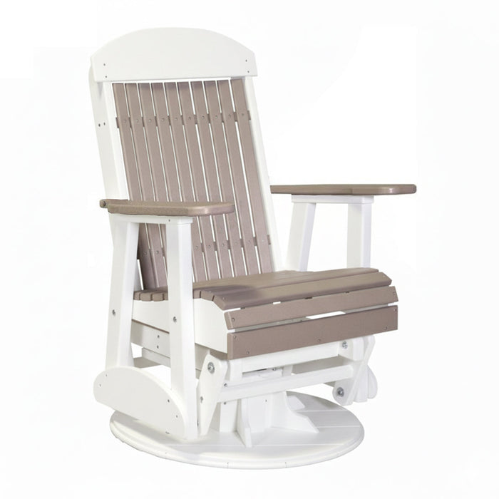 LuxCraft Weatherwood 2 foot Classic Highback Recycled Plastic Swivel Glider Chair With Cup Holder