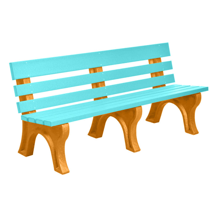 Wildridge Wildridge Aruba Blue Heritage Outdoor Park Bench Aruba Blue on Tangerine Outdoor Bench LCC-125-WABT