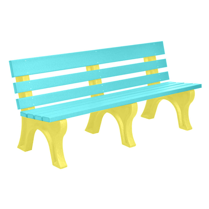 Wildridge Wildridge Aruba Blue Heritage Outdoor Park Bench Aruba Blue on Yellow Outdoor Bench LCC-125-WABY