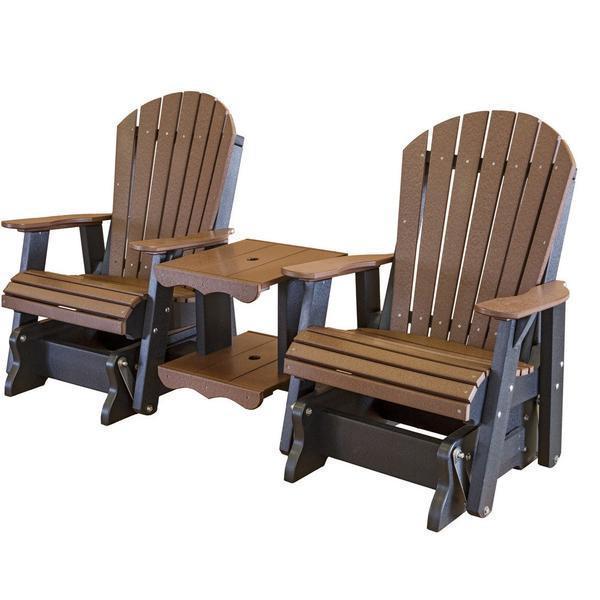 Wildridge Wildridge Heritage 7 ft. Recycled Plastic Double Rock-A-Tee Glider Tudor Brown on Black Outdoor Glider LCC-108-TBBF
