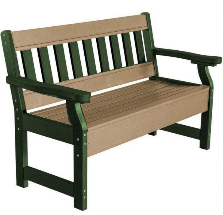 Wildridge Wildridge Heritage Recycled Plastic Garden Bench Weatherwood On Turf Green Garden Bench LCC-124-WWTGF