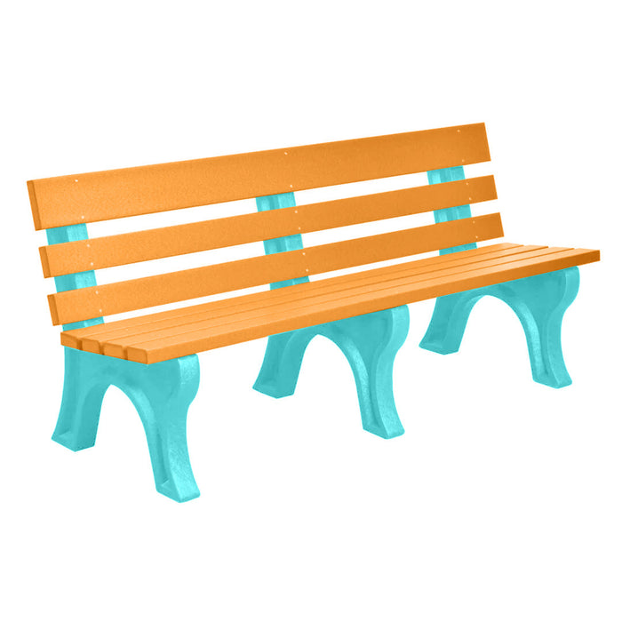 Wildridge Wildridge Tangerine Heritage Outdoor Park Bench Tangerine on Aruba Blue Outdoor Bench LCC-125-WBLTAB