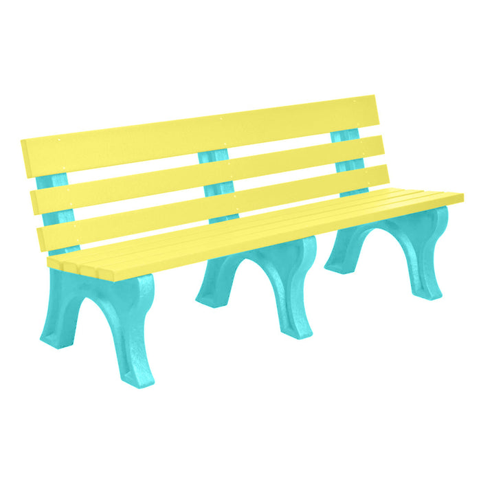 Wildridge Wildridge Yellow Heritage Outdoor Park Bench Yellow on Aruba Blue Outdoor Bench LCC-125-WBLYAB