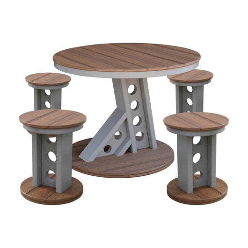 Wildridge Wildridge Contemporary Plastic Heritage Manhattan Rise Table & 4 Bar Stools Weatherwood on Tudor Brown Rise Table LCC-354-WWB